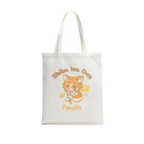 【Q版组】局部印纯棉竖款帆布包