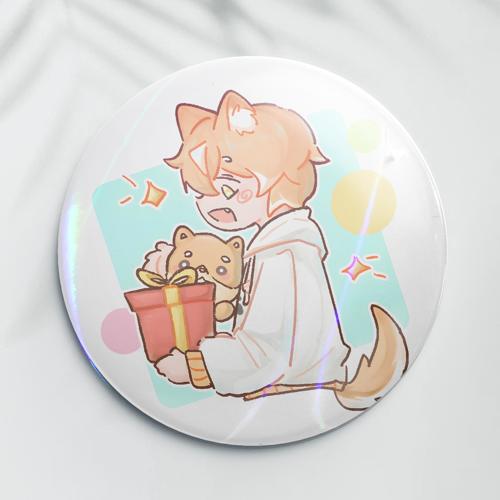 【抱礼物】58mm斜光柱镭射膜吧唧