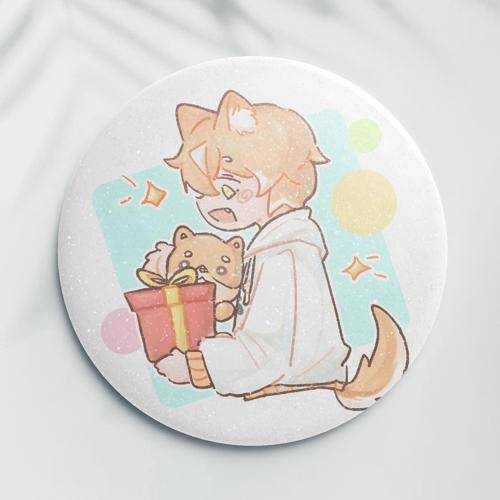 【抱礼物】58mm覆膜吧唧珠光膜