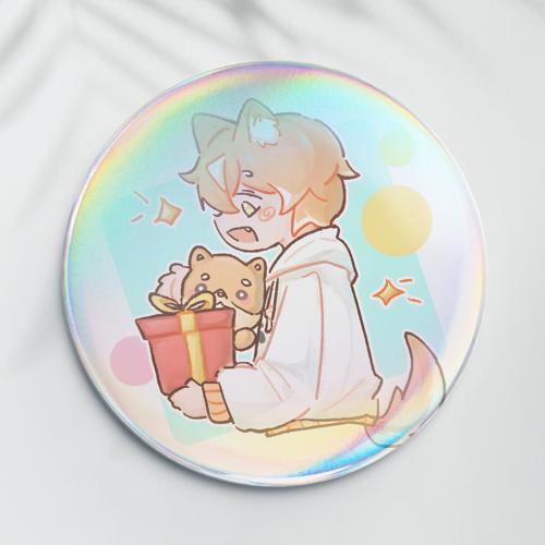 【抱礼物】58mm覆膜吧唧镭射膜款