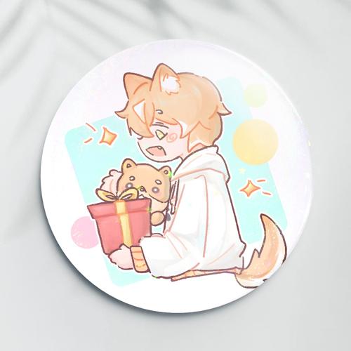 【抱礼物】58mm镭射细沙星星膜吧唧